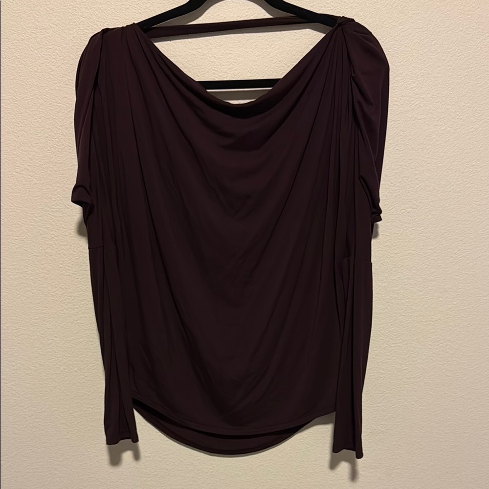 Express Black Draped long Sleeve Shirt with drapey open back